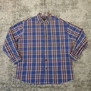 Canyon Guide Outfitters Shirt Mens Large Blue Orang Plaid Button Down Casual